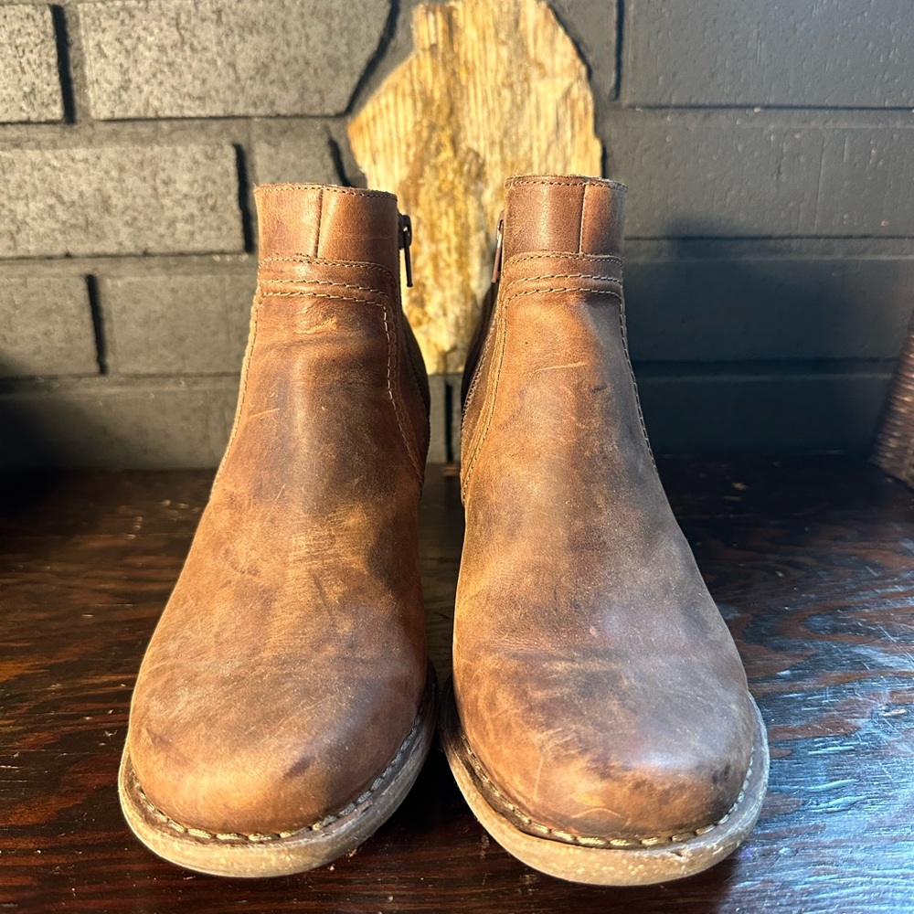 Clarks ankle booties with a heel